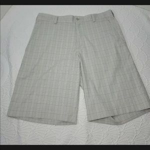 Nike Golf Mens Gray Plaid Dri Fit Flat Front Slash Pocket Chino Shorts Size‎ 32